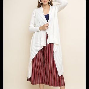 Umgee long sleeve knit long cardigan in cream NWT